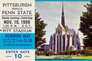 1966 Pittsburgh vs. Penn State Football Ticket Print