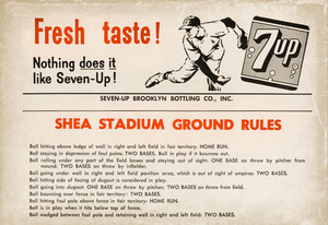 1966 Baseball 7 Up Soda Advertisement Metal Sign