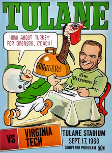 1966 Tulane vs. Virginia Tech Football Program Art