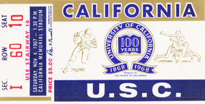 1967 Cal Bears vs. USC Trojans Football Ticket Art