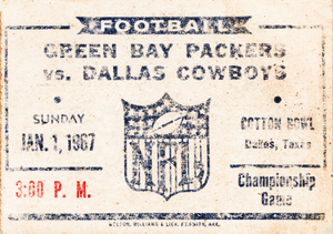 1967 Dallas Cowboys vs. Green Bay Ticket Art