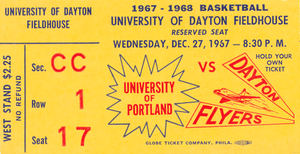1967 Dayton Flyers Basketball Ticket Canvas