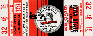 1967 Iowa State vs. Nebraska Cornhuskers Ticket Art