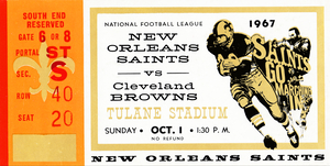 1967 New Orleans Saints Inaugural Season Ticket Stub Art