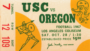 1967 USC vs. Oregon Football Ticket Canvas