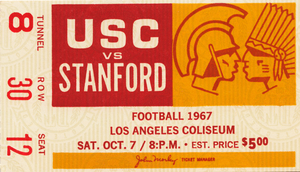 1967 USC vs. Stanford Football Ticket Canvas