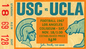 1967 USC vs. UCLA Football Ticket Canvas 
