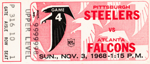 1968 Atlanta Falcons vs. Pittsburgh Steelers Ticket Art