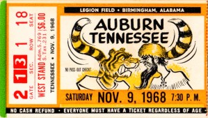 1968 Auburn Tigers vs. Tennessee Vols Football Ticket Art