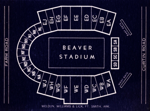 Vintage 1968 Beaver Stadium Map | Row 1
