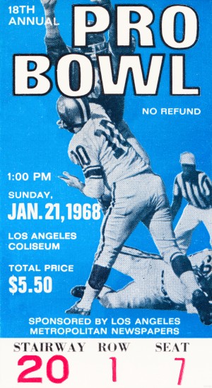 1968 Pro Bowl Football Ticket Stub Print