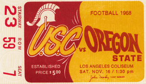 1968 USC Trojans vs. Oregon State Football Ticket Canvas
