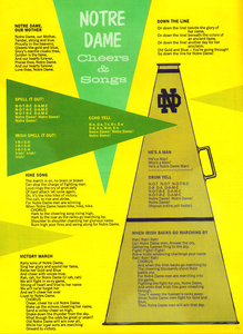 1968 Notre Dame Songs and Cheers Art Print