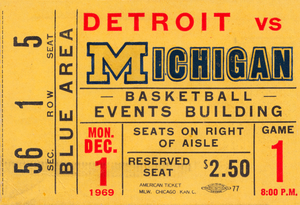 1969 Michigan Basketball Ticket Canvas