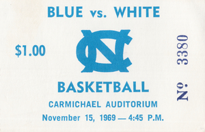 1969 North Carolina Basketball Blue vs. White Ticket