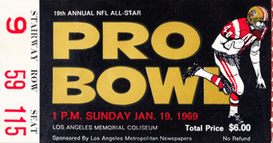 1969 Pro Bowl Football Ticket Stub Art