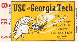 1969 USC vs. Georgia Tech Football Ticket Stub Art
