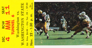 1969 Washington State vs. Washington Huskies Football Ticket