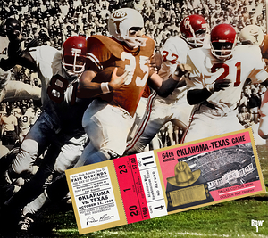 1969 Oklahoma and Texas Football Photo with Ticket