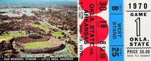 1970 Oklahoma State vs. Arkansas Football Ticket Canvas