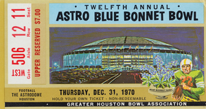 1970 Bluebonnet Bowl Ticket Stub Canvas