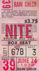 1970 Boston Red Sox Ticket Stub Art