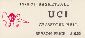 1970 UC Irvine Anteaters Basketball Season Ticket Book