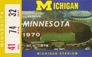1970 Minnesota vs. Michigan Football Ticket Stub Print