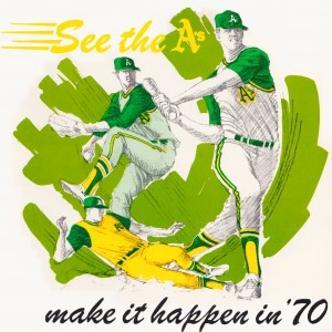 1970 oakland as baseball wood art print