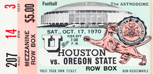 1970 Oregon State vs. Houston Football Ticket Canvas
