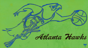 1970 Atlanta Hawks Throwback Ticket Art