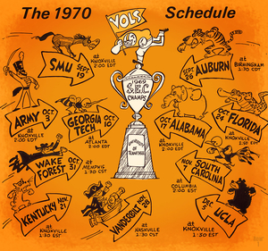 1970 Tennessee Vols Football Cartoon Art