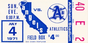 1971 California Angels Ticket Stub Canvas