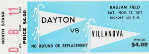 1971 Dayton vs. Villanova Football Ticket Canvas
