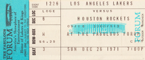 1971 Houston Rockets vs. LA Lakers Ticket Stub Art