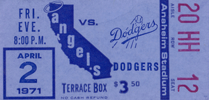 1971 LA Dodgers vs. California Angels Ticket Stub Print