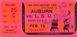 1971 LSU vs. Auburn Basketball Ticket Art