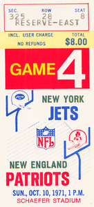 1971 Jets vs. Patriots Ticket Stub Canvas