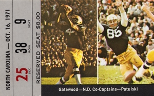 1971 Notre Dame vs. North Carolina Football Ticket Canvas