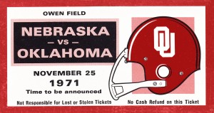 1971 Oklahoma Nebraska Game of the Century Ticket Stub Remix II
