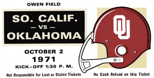1971 USC vs. Oklahoma Football Ticket Stub Remix Art 