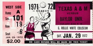 1971 Texas A&M vs. Baylor Basketball Ticket Canvas