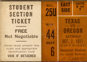 1971 Texas Longhorns Football Ticket Canvas