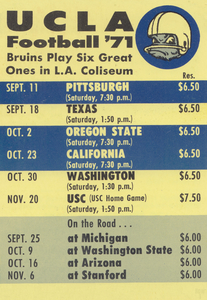 1971 UCLA Bruins Football Schedule Poster