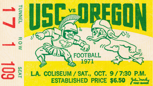 1971 USC Trojans vs. Oregon Ducks Football Ticket Canvas