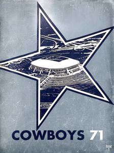 1971 Dallas Cowboys Texas Stadium Throwback Art