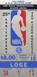 1971 NBA All Star Game Ticket Stub Art