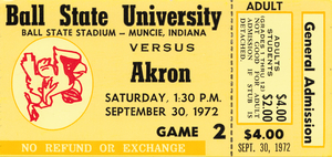 1972 Ball State vs. Akron Football Ticket Art