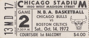 1972 Chicago Bulls vs. Boston Celtics Ticket Stub Art