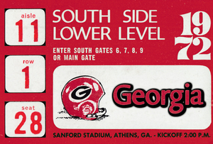 1972 Georgia Bulldogs Football Ticket Remix | Row 1